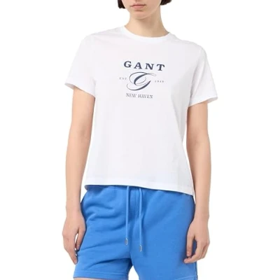Afbeelding van GANT Tshirt print, Dames, Maat: Large, White