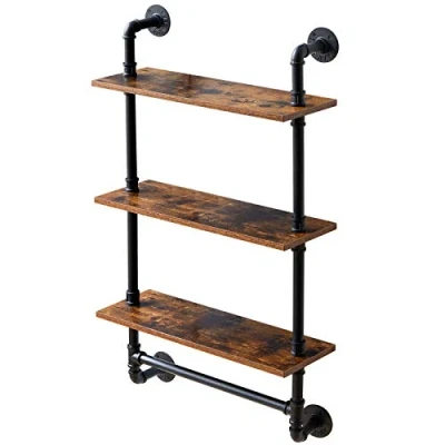 Afbeelding van IBUYKE Pijp drijvende planken, wandplank buiten, 60 x 20 103 cm, decoratieve rekken voor muur, plantenstandaard, opbergorganizer plank slaapkamer, badkamer, woonkamer, kantoor RF TM015