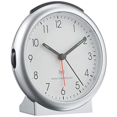 Afbeelding van TFA Dostmann 98.1036 analoge wekker, met alarm, inclusief radioklok, 15,2 x 11,8 6,8 cm, zilver