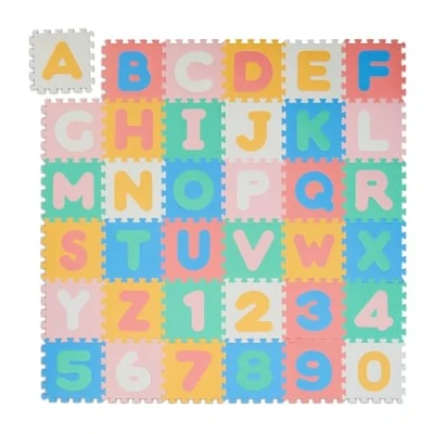Afbeelding van Relaxdays puzzel speelmat abc en cijfers foam speeltegels kruipmat baby kindermat