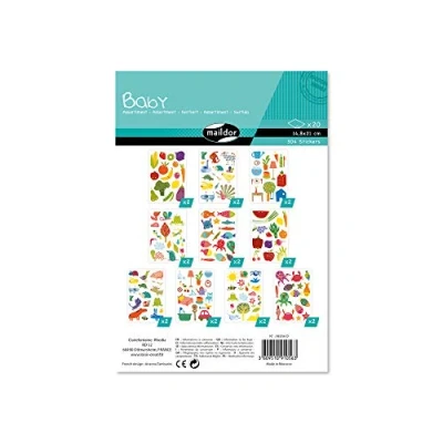 Afbeelding van Maildor AE056O Babystickers, verpakking met 20 vellen in formaat DIN A5, 14,8 x 21 cm, ideaal voor kinderen vanaf 2 jaar, 1 verpakking, kleurrijk