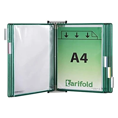 Afbeelding van Tarifold Fr 414105 Wandhouderset van metaal met 10 hoesjes, A4, PVC, frame, groen
