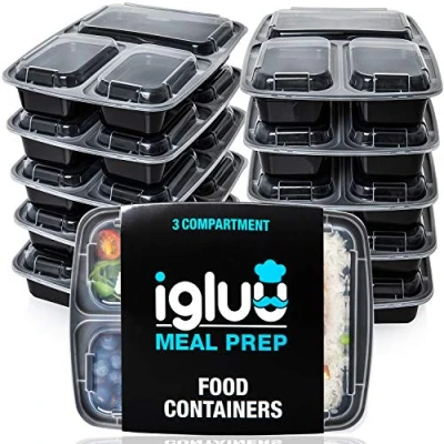 Afbeelding van [20 Stuks] 3 Compartimenten BPA Vrij Herbruikbare Meal Prep Containers Plastic Voedsel Bakjes met Luchtdichte Deksels Magnetron, Vriezer en Vaatwasserbestendig Stapelbare Bento Box (900 ml)