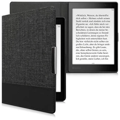 Afbeelding van kwmobile hoes compatibel met Kobo Aura ONE Canvas beschermhoes in antraciet/zwart Voor e reader