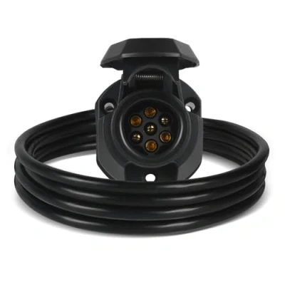 Afbeelding van AOHEWEI 7 pins voorbedrade aanhangerstekker met 2m aderige kabel Elektrische adapter voor vrachtwagen, camper, caravan of ander bedrijfsvoertuig