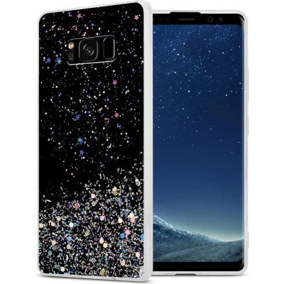 Afbeelding van Cadorabo Hoesje geschikt voor Samsung Galaxy S8 in Zwart met Glitter Beschermhoes van flexibel TPU silicone fonkelende glitters Case Cover Etui