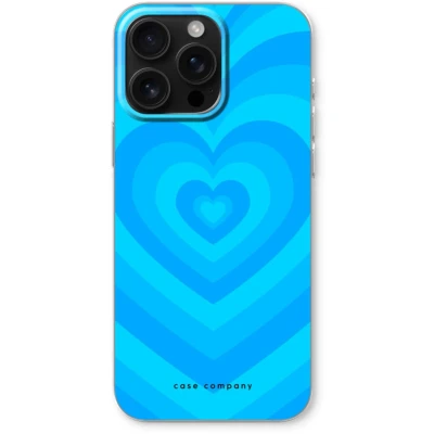 Afbeelding van Case Company® hoesje geschikt voor iPhone 16 Pro Max Hart Blauw Soft Cover Telefoonhoesje Bescherming aan alle Kanten en Schermrand