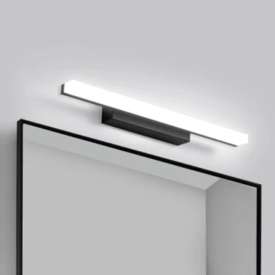 Afbeelding van Yafido LED spiegellamp badkamerlamp 40CM Koud wit wandlamp 230V 9W 6000K zwart kastverlichting 800Lumen niet dimbaar