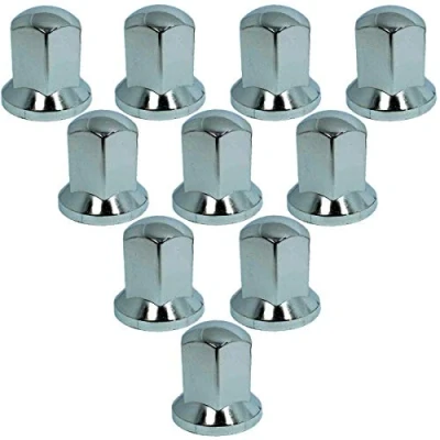 Afbeelding van Promo Link Universele wielmoerdoppen, 40 stuks, lang, krasbestendig, 33 mm, chroom, sleutelbreedte aanhanger, oplegger