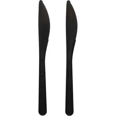 Afbeelding van Bestek van BIO PP Plastic Messen Zwart &quot;Bio PP&quot; Extra Stevig 185mm