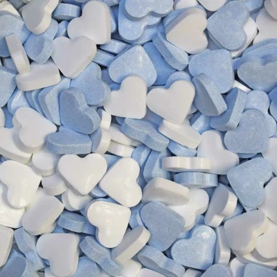 Afbeelding van Dextrose Vruchtenhartjes Blauw Wit 1 Kilo
