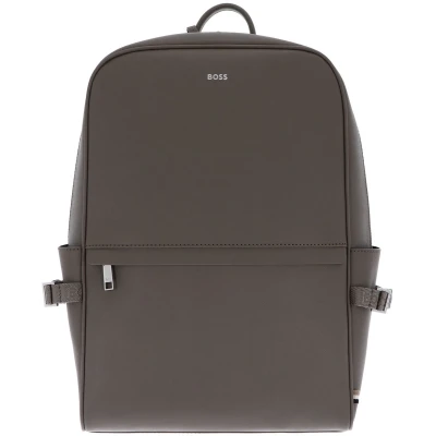 Afbeelding van BOSS Leren Vrije tijd Rugzak met laptopvak Zair Backpack Taupe