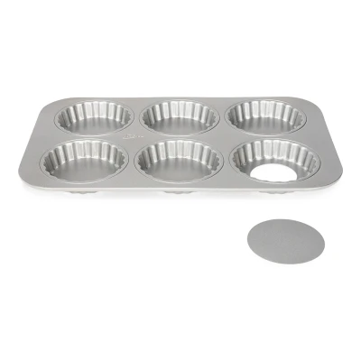 Afbeelding van Patisse Mini Quichevorm Losse Bodem Silver Top 6xØ10cm
