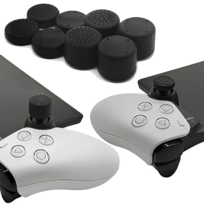 Afbeelding van GIOPUEY Joystick Thumb Stick Grips Cap Compatibel met PlayStation Portal Remote Player, 8 stuks siliconen duimgreep Caps beschermhoes, zachte anti slip zwart