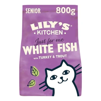 Afbeelding van Lily&#039;s Kitchen Kattenvoer Droogvoer Senior met Witvis en Kalkoen 4 x 800 g