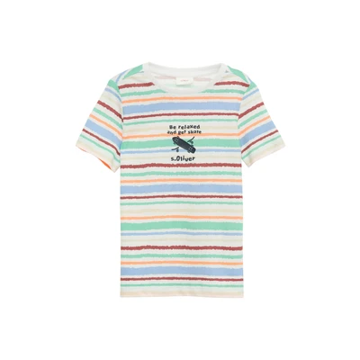 Afbeelding van s.Oliver MIT Alloverprint Tshirt print voor kinderen, Maat: 104/110, Weiß