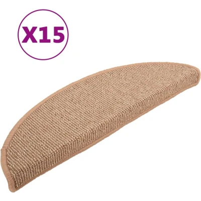 Afbeelding van vidaXL Trapmatten 15 st 56x17x3 cm lichtbruin