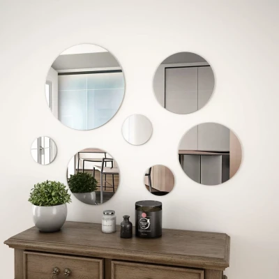 Afbeelding van Wandspiegelset rond glas 7 delig