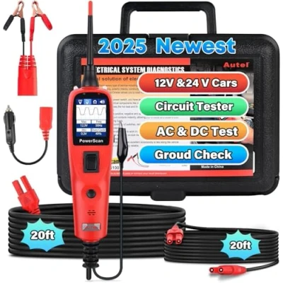 Afbeelding van Autel PowerScan PS100 Automotive Circuit Tester, met 20ft Kabel, Elektrisch Systeem Diagnose, Ingebouwde Stroomonderbreker, Gemakkelijk te Lezen AC/DC Stroom Weerstand, Continuïteit/Probe/Signaal Test