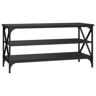 Afbeelding van Tv meubel 100x40x50 cm bewerkt hout zwart