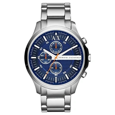 Afbeelding van Armani Exchange Watch For Men, Chronograph Movement and 46MM Case Size with Stainless steel, Leather or Silicone strap ,Zilvertint en blauw ,