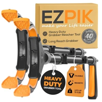 Afbeelding van 2 x EZPIK® 100 cm Gietijzer voor senioren met magneetdraad, robuuste reizigers senioren, mannen hinderlijke muisgreep, koffer bevestigingsslip (2 stuks, zwart)