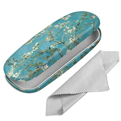 Afbeelding van FINTIE Hard Shell Brillenetui voor Vrouwen Mannen Mode Leesbril Case Beschermende Brillen Hoesjes Met Reinigingsdoek, Bloesem, S