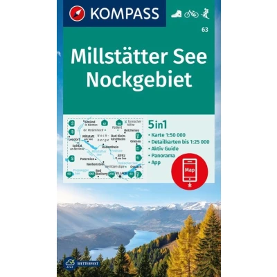 Afbeelding van Carta escursionistica Kom 63. Millstätter See, Nockgebiet: 5in1 Wanderkarte, mit Panorama, Aktiv Guide und Detailkarten inklusive Karte zur offline ... in der KOMPASS App. Fahrradfahren. Skitouren.