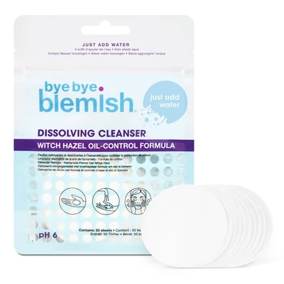 Afbeelding van Bye Blemish Cleanser Sheets Witch Hazel Oil Control Formula 50 stuks