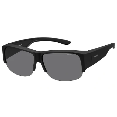 Afbeelding van Polaroid Polariserende Half Rim Suncover Zonnebril Zwart Lichtgewicht Overzetzonnebril Donker Glas