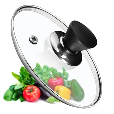 Afbeelding van KADAX Pandeksel, universeel deksel van glas met mat zwart handvat, hittebestendig in verschillende maten, pannendeksel, glazen voor pan, pan (14 cm)