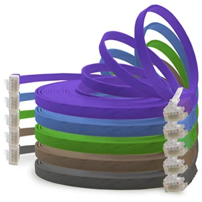 Afbeelding van 1aTTack.de 0,5 m 5 kleuren (02) Cat.6 platte netwerkkabel Cat6 kabel ultra patchkabel 1000 Mbit/s Gigabit LAN (RJ45) plat slim micro