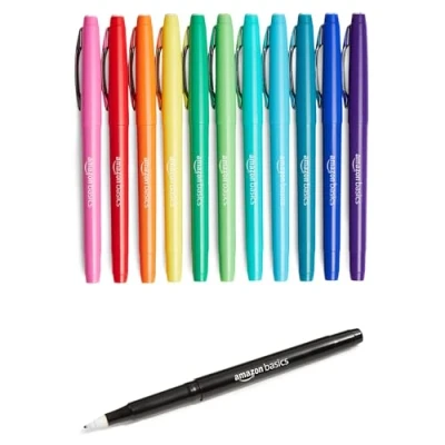 Afbeelding van Amazon Basics Markeerstiften met viltpunt, 12 pack, gemengde kleuren
