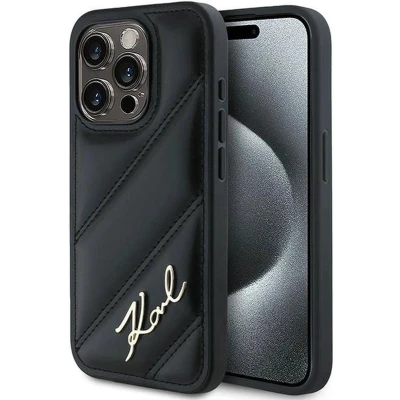 Afbeelding van CG Mobile Karl Lagerfeld KLHCP13XPQDSMGK Hoes voor iPhone 13 Pro Max 6,7 inch Zwart Hardcase Diagonaal Quilted Script