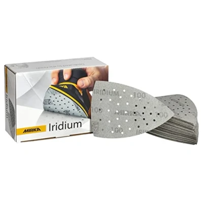 Afbeelding van Mirka Iridium Schuurdriehoek Premium Schuurpapier 100x152x152mm 36 gaats Klittenband Korrel 100, 50 st / Voor het schuren van lak, plamuur, grondverf, hout, staal, vaste materialen, kunststoffen
