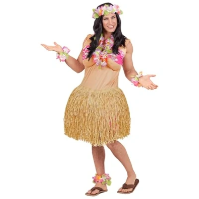 Afbeelding van Widmann Hawaii &amp; Carribean Tropisch Kostuum Hawaiiaanse Travestiet Schone Man roze,beige One Size Carnavalskleding Verkleedkleding