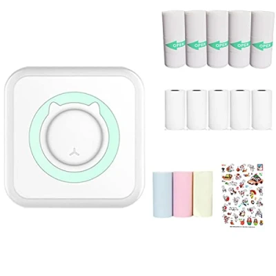 Afbeelding van WANGCL Mini Printer Draagbare Pocket Inktloze Fotoprinter met 13 Rollen Printerpapier voor Draadloze IOS/Android Smartphone (Blauw)