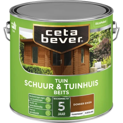 Afbeelding van Ceta Bever Tuinbeits Schuur &amp; Tuinhuis Transparant 009 Donker Eiken 2,5 liter Blanke lak Beits
