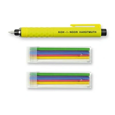 Afbeelding van Koh I Noor kleermakerskrijt 2 stuks met 6 vullingen set Schneider krijt groen rood blauw wit geel violet