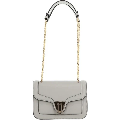 Afbeelding van COCCINELLE Leren Schoudertas Avondtas Marvin Twist Handbag Gelso Lichtgrijs