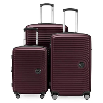 Afbeelding van HAUPSTSTADTKOFFER Mitte set van 3 koffers handbagage koffer 55 cm, middelgrote 68 cm + grote reiskoffer 77 harde schaal ABS, TSA, Bourgondië
