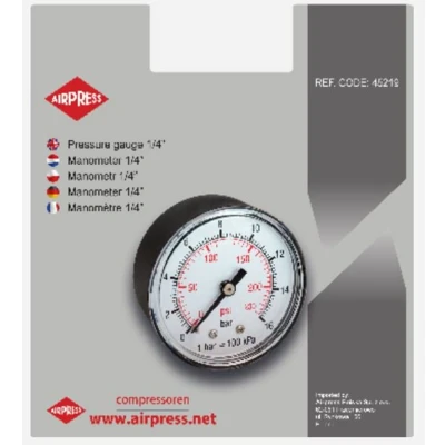 Afbeelding van Airpress manometer achteraansluiting 1/4&#039;&#039; buitendraad