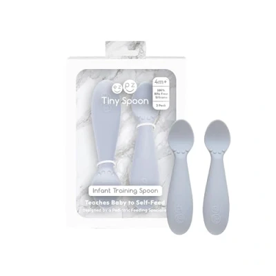 Afbeelding van Ezpz tiny babylepeltje Pewter (licht grijs) 2 pak Grijs
