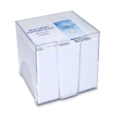 Afbeelding van WAYTEX 931150 memoblok 700 witte notities 9 x cm met transparante kunststof houder