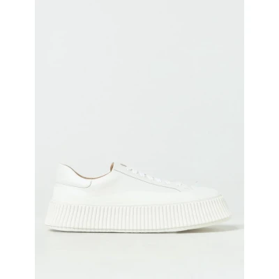 Afbeelding van Platform Leather Sneakers with Lace Up Closure and Rubber Sole Wo
