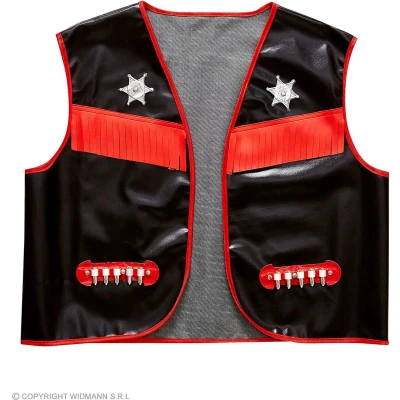 Afbeelding van Widmann 84941 Vest voor cowboykostuum, volwassen man, carnaval, Far West, themafeesten, maat M/L, kleur zwart