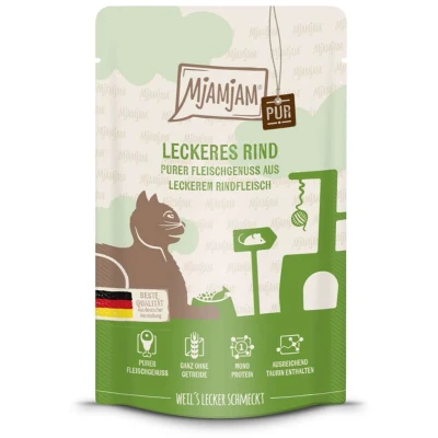 Afbeelding van 12x125g MjAMjAM Squeeze Pure Meat Delight Heerlijk Puur Rundvlees Kattenvoer Nat