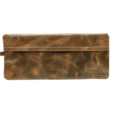Afbeelding van Leabags Fort Vaux Pennenetui van echt buffelleer in vintage look, kleine, lederen etui, 21,5 x 8,5 cm