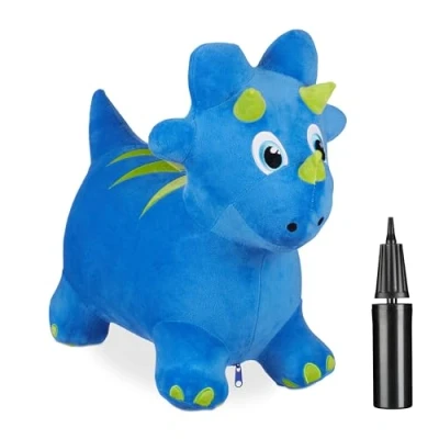 Afbeelding van Relaxdays skippy dier dino met hoes zacht beest springbeest tot 50 kg