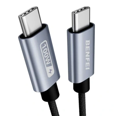 Afbeelding van BENFEI USB C snellaadkabel (100W 6,6ft), wirwar vrije Silicone kabel, geweven design aluminium behuizing, voor iPhone 15/15Pro/15Plus/15ProMax MacBook Pro/iPad Pro/Air 4, Samsung Galaxy S23+/S23